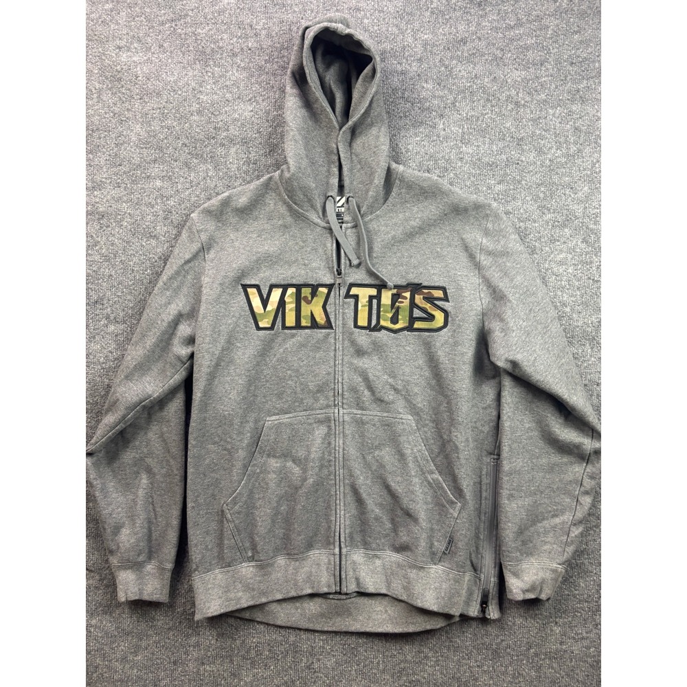 Viktos Gunvent Hoodie Mens Large Gray Camo Logo Full Zip Tactical Sweatshirt